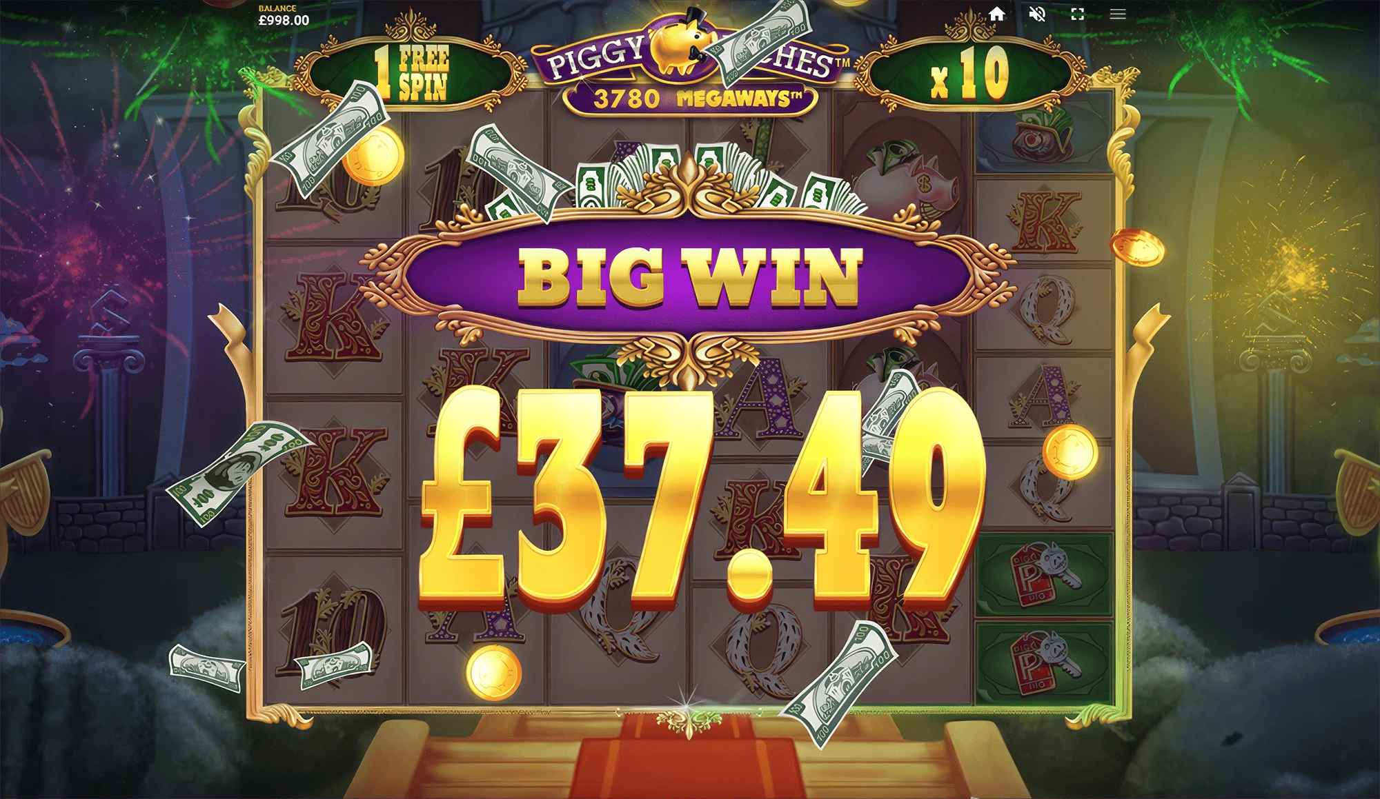 Piggy Riches Megaways big win.